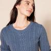 imageAmazon Essentials Womens Soft Fisherman Cable LongSleeve Crewneck Sweater Available in Plus SizeBlue Heather