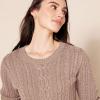 imageAmazon Essentials Womens Soft Fisherman Cable LongSleeve Crewneck Sweater Available in Plus SizeCamel Heather