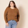 imageAmazon Essentials Womens Soft Fisherman Cable LongSleeve Crewneck Sweater Available in Plus SizeDark Chestnut Brown Heather