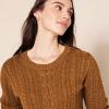 imageAmazon Essentials Womens Soft Fisherman Cable LongSleeve Crewneck Sweater Available in Plus SizeDark Chestnut Brown Heather