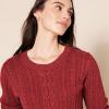 imageAmazon Essentials Womens Soft Fisherman Cable LongSleeve Crewneck Sweater Available in Plus SizeDark Red