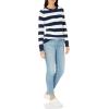 imageAmazon Essentials Womens Soft Fisherman Cable LongSleeve Crewneck Sweater Available in Plus SizeNavy White Rugby Stripe