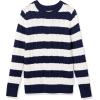 imageAmazon Essentials Womens Soft Fisherman Cable LongSleeve Crewneck Sweater Available in Plus SizeNavy White Rugby Stripe
