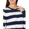 imageAmazon Essentials Womens Soft Fisherman Cable LongSleeve Crewneck Sweater Available in Plus SizeNavy White Rugby Stripe