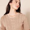 imageAmazon Essentials Womens Soft Fisherman Cable LongSleeve Crewneck Sweater Available in Plus SizeTaupe Heather