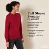 imageAmazon Essentials Womens Soft Touch Pleated Shoulder Crewneck SweaterBeige