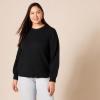 imageAmazon Essentials Womens Soft Touch Pleated Shoulder Crewneck SweaterBlack