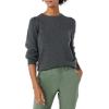 imageAmazon Essentials Womens Soft Touch Pleated Shoulder Crewneck SweaterCharcoal Heather