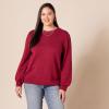imageAmazon Essentials Womens Soft Touch Pleated Shoulder Crewneck SweaterDark Red