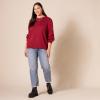 imageAmazon Essentials Womens Soft Touch Pleated Shoulder Crewneck SweaterDark Red