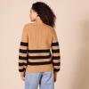 imageAmazon Essentials Womens Soft Touch Ribbed Blouson CardiganCamel Heather Black Stripe