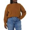 imageAmazon Essentials Womens SoftTouch Modern Cable Crewneck Sweater Available in Plus SizeDark Camel