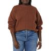 imageAmazon Essentials Womens SoftTouch Modern Cable Crewneck Sweater Available in Plus SizeDark Toffee Brown