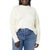 imageAmazon Essentials Womens SoftTouch Modern Cable Crewneck Sweater Available in Plus SizeIvory