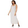 imageAmazon Essentials Womens Supersoft Terry Racerback Maxi Dress Previously Daily RitualBlack White Thin Stripe
