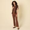 imageAmazon Essentials Womens Wide Rib Flared Ankle Pant Previously Daily RitualChocolate