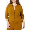 imageAmazon Essentials Womens Wide Rib Long Sleeve Buttonup Collared Cardigan Pants Sold SeparatelyBrown