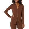 imageAmazon Essentials Womens Wide Rib Long Sleeve Buttonup Collared Cardigan Pants Sold SeparatelyChocolate
