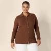 imageAmazon Essentials Womens Wide Rib Long Sleeve Buttonup Collared Cardigan Pants Sold SeparatelyChocolate