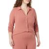 imageAmazon Essentials Womens Wide Rib Long Sleeve Buttonup Collared Cardigan Pants Sold SeparatelyTerracotta