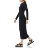 imageAmazon Essentials Womens Wide Rib Open Back Long Sleeve Dress Previously Daily RitualBlack