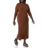 imageAmazon Essentials Womens Wide Rib Open Back Long Sleeve Dress Previously Daily RitualChocolate