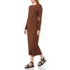 imageAmazon Essentials Womens Wide Rib Open Back Long Sleeve Dress Previously Daily RitualChocolate