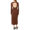 imageAmazon Essentials Womens Wide Rib Open Back Long Sleeve Dress Previously Daily RitualChocolate