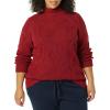 imageAmazon Essentials Womens Winter LongSleeve Sweater Soft Touch Funnel Neck Cable KnitDark Red