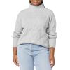imageAmazon Essentials Womens Winter LongSleeve Sweater Soft Touch Funnel Neck Cable KnitGrey Heather