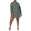 imageAmazon Essentials Womens Woven Flannel Notch Collar Nightgown Available in Plus SizeBlack Folkloric