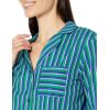 imageAmazon Essentials Womens Woven Flannel Notch Collar Nightgown Available in Plus SizeBlue Green Vertical Stripe
