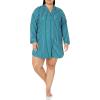 imageAmazon Essentials Womens Woven Flannel Notch Collar Nightgown Available in Plus SizeBlue Green Vertical Stripe