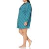 imageAmazon Essentials Womens Woven Flannel Notch Collar Nightgown Available in Plus SizeBlue Green Vertical Stripe