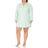 imageAmazon Essentials Womens Woven Flannel Notch Collar Nightgown Available in Plus SizeMint Green Forest Animals
