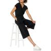 imageAmazon Essentials womens ShortSleeve Surplice Cropped WideLeg Jumpsuit with Elastic WaistBlack