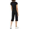 imageAmazon Essentials womens ShortSleeve Surplice Cropped WideLeg Jumpsuit with Elastic WaistBlack