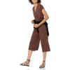 imageAmazon Essentials womens ShortSleeve Surplice Cropped WideLeg Jumpsuit with Elastic WaistBrown Animal Print