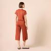 imageAmazon Essentials womens ShortSleeve Surplice Cropped WideLeg Jumpsuit with Elastic WaistClay