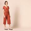 imageAmazon Essentials womens ShortSleeve Surplice Cropped WideLeg Jumpsuit with Elastic WaistClay