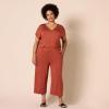 imageAmazon Essentials womens ShortSleeve Surplice Cropped WideLeg Jumpsuit with Elastic WaistClay