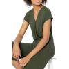 imageAmazon Essentials womens ShortSleeve Surplice Cropped WideLeg Jumpsuit with Elastic WaistDark Olive