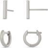 imageAmazon Essentials 14K Gold or Sterling Silver Stud ampamp Hoop SetSilver