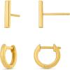 imageAmazon Essentials 14K Gold or Sterling Silver Stud ampamp Hoop SetYellow Gold