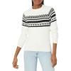 imageAmazon Essentials Crewneck Sweater for Women SoftTouchBlack White Simplified Fairisle