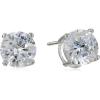 imageAmazon Essentials Plated Sterling Silver Cubic Zirconia Stud Earrings Round ampamp PrincessWhitePlatinum
