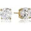 imageAmazon Essentials Plated Sterling Silver Cubic Zirconia Stud Earrings Round ampamp PrincessWhiteYellow Gold