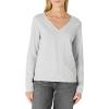 imageAmazon Essentials Womens 100 Cotton RegularFit LongSleeve VNeck TShirtLight Grey Heather