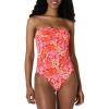 imageAmazon Essentials Womens Bandeau One Piece SwimsuitBright Red Multi Folk Floral