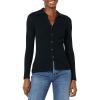 imageAmazon Essentials Womens Fine Gauge Stretch Polo Ribbed Cardigan Previously Daily RitualBlack